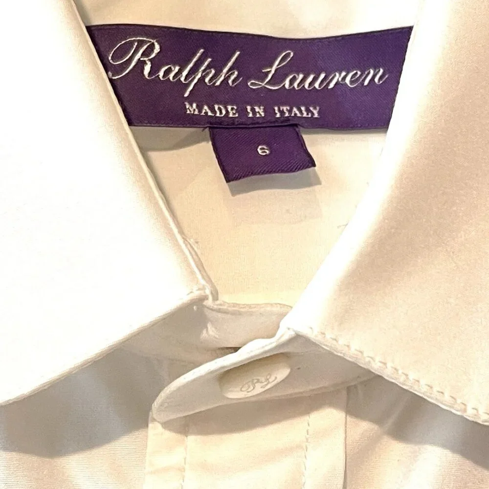 NWOT $995 Ralph Lauren Purple label Cormac Bow White Shirt - Picture 4 of 17
